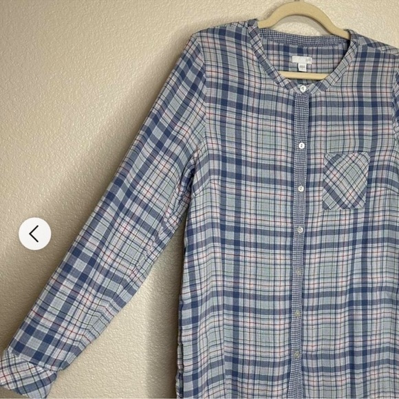 Large petite J. Jill Blue Plaid Button Front Soft Gauze
Long Sleeves - Picture 3 of 16